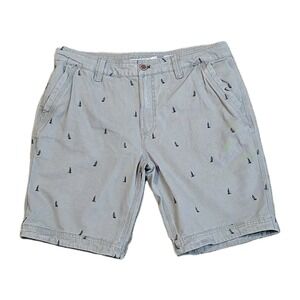 Fat Face Shorts Men's Embroidered Sailboat Chino 38 Light Green Nautical